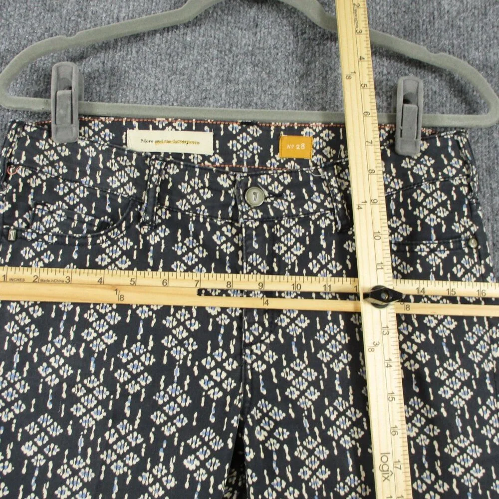 Pilcro Pants Women 28 Black Geometric Ankle Zip Serif Stretch Anthro Fit 30x28 - Picture 10 of 16